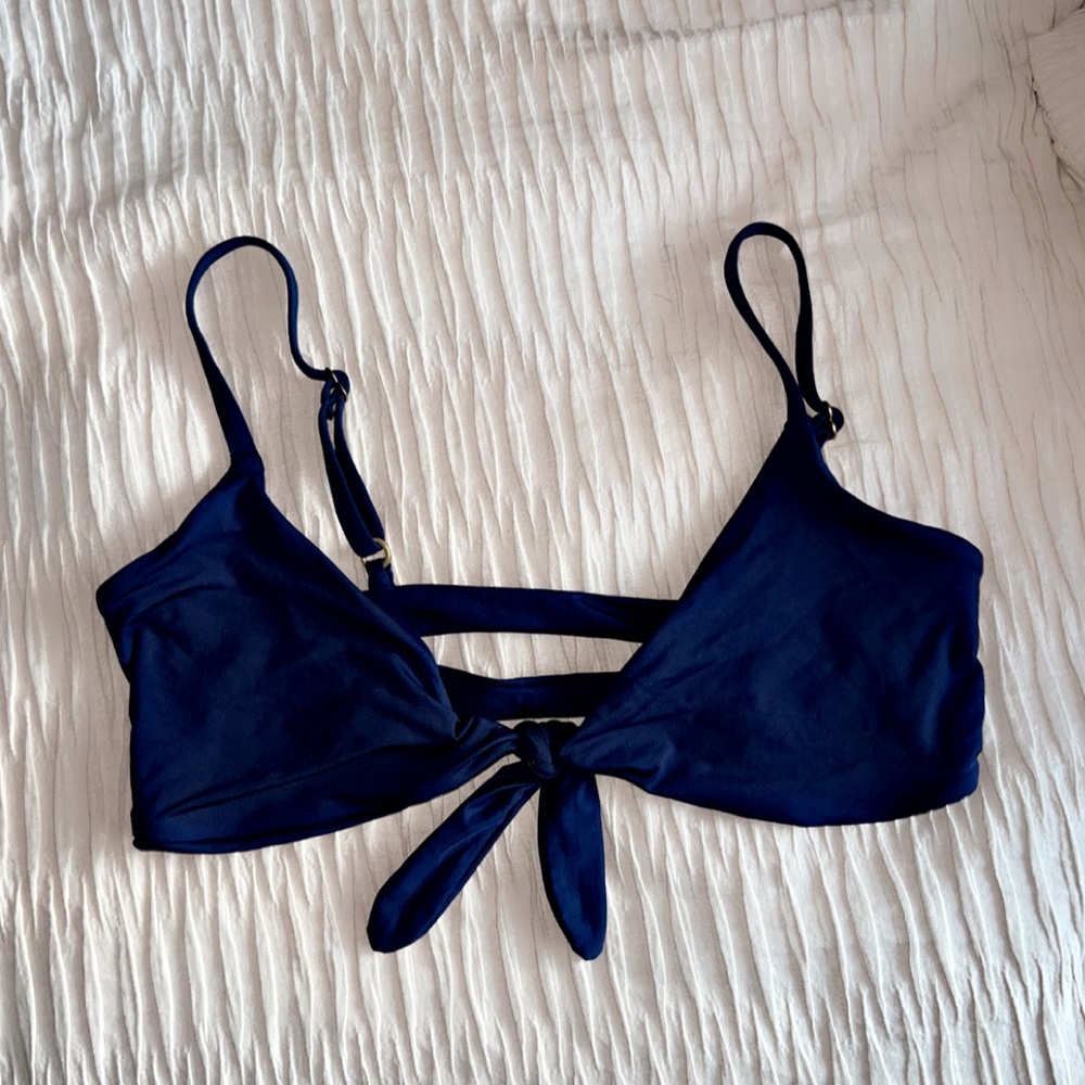 L*space tie front navy blue bikini top